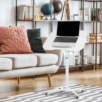 Vinsetto Foldable Computer Desk on Rolling Wheels Height Adjustable Tilt 90° White(m-1)