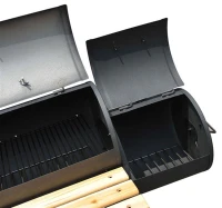 Outsunny Free Standing Charcoal BBQ Grill Barbecues 2 Burners Cooking with Wheels Black(m-10)