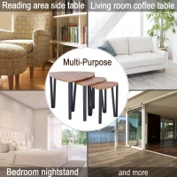 HOMCOM Industrial 3 PCs Stacking Nesting Table Coffee Table Set Walnut Color(m-6)