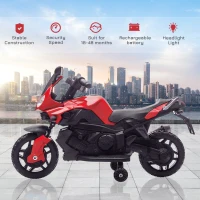 Aosom 6V Kids Motorcycle Dirt Bike Electric Battery-Powered Ride-On Toy Off-road Street Bike for Children with Rechargeable Battery, Pedal, Horn, Headlights, and Training Wheels for Balance Red(m-7)