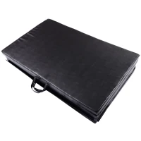 Soozier 4ftx10ftx2inch PU Leather Gymnastics Tumbling Gym Mat Arts Folding Yoga Exercise Pad 4 Panel (Black)(m-5)