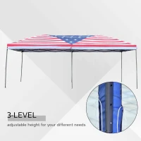Outsunny 10x20 Pop Up Canopy Party Tent with Removable Mesh Sidewalls - American Flag Print(m-7)