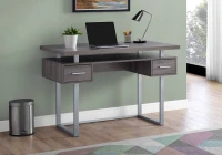 Monarch 48" Contemporary Wood-look and Metal Computer Writing Desk - Dark Taupe / Silver Metal(m-2)