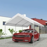 Outsunny 10' x 20' Heavy Duty Outdoor Carport Awning/Canopy with Weather-Fighting Material & Anchor Kit, White(m-2)