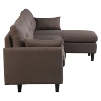 HOMCOM Elegant 3 Piece Chaise Lounger Sofa Set with Wood Leg Footstool and Armrest Pillow, Brown(m-5)