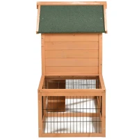 PawHut 53" Wooden Rabbit Hutch Bunny House Poultry Cage With Outdoor Run, Removable Tray, Ramp and Weatherproof Roof(m-10)
