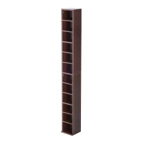 HOMCOM Slim 12-tier Multimedia Storage Tower CD DVD Rack Stand Brown(m-3)