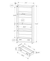 Monarch 71" Contemporary Reclaimed Wood-Look Bookcase with Storage Drawer - Dark Taupe(m-4)