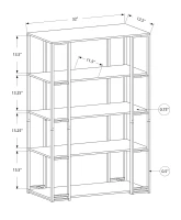 Monarch 60" Contemporary Open Concept 4 Shelf Bookshelf - White / Silver Metal(m-4)