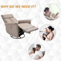 HOMCOM Modern Electronic Power Recliner with 360 Swivel Rotation, USB Charging Port and Footrest, Brown(m-7)