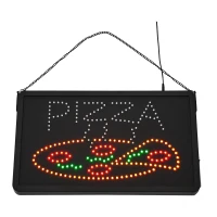 LED "Pizza" Sign - 2 Flash Patterns - Black Board/Colourful Bulbs(m-2)