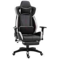 Vinsetto Executive Racing Chair Adjustable Padded Seat with Wheels Black/ White(m-2)
