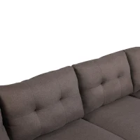HOMCOM Elegant 3 Piece Chaise Lounger Sofa Set with Wood Leg Footstool and Armrest Pillow, Brown(m-6)