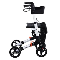 HOMCOM Rollator Walker 1-Step Open with Seat  Storage  Wheelchair(m-6)
