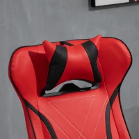 Vinsetto High Back Video Gaming Recliner with Ottoman, Racing Style PC Computer Office Chair, Swivel with Headrest & Lumbar Support, Adjustable Height, Red/Black(m-17)
