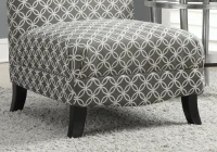 Monarch Modern Plush Upholstered Fabric Accent Slipper Chair - Grey Geometric Print(m-3)