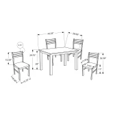 Monarch 5 Piece 43" Rectangular Wood Table and Padded Chairs Dining Set - Cappuccino Brown(m-3)
