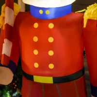 HOMCOM 6ft Christmas Inflatable Nutcracker Toy Soldier with Candy Cane, Outdoor Blow-Up Yard Decoration with LED Lights Display(m-13)
