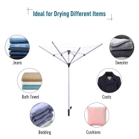 HOMCOM 164ft 15-line Rotary Outdoor Umbrella Drying Rack Aluminum Post(m-6)