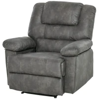 HOMCOM Manual Recliner Chair Overstuffed Single Sofa with Wide Cushioned Seat, Flip-Up Storage Armrests, 2 Cup Holders and Oversized Headrest, Grey(m-11)