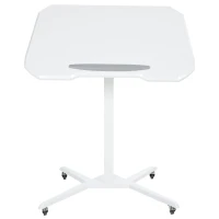 Vinsetto Foldable Computer Desk on Rolling Wheels Height Adjustable Tilt 90° White(m-8)