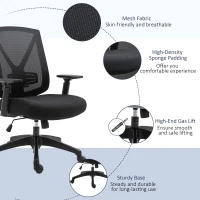 Vinsetto Ergonomic Mesh Office Chair with Lumbar Back Support, Swivel Rocking Computer Chair with Adjustable Height and Armrests for Home Office, Black(m-8)