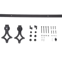 HomCom 6' Modern Interior Sliding Barn Door Hardware Kit - Black Carbon Steel Star(m-4)