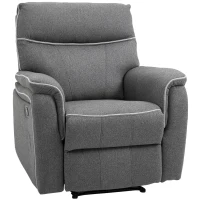 HOMCOM Manual Recliner Armchair with Thick Padded Headrest, Back and Footrest and Adjustable 150 Degree Angle, Grey(m-13)