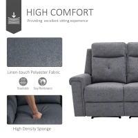 HOMCOM Modern L-Shaped Sectional with Chaise, 3 Seater Manual Recliner with Ottoman, Storage Console, Cup Holders, USB Charging, Gray(m-8)