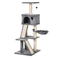 PawHut Cat Tree Tower with Sisal-Covered Scratching Posts and Ladders for Climbing and Playing(m-2)