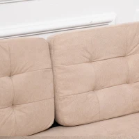 HOMCOM Modern 2-Seater Loveseat Button-Tufted Fabric Couch with Storage Chest, Cushions and Rubberwood Legs for Living Room, Light Brown(m-14)