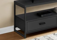 Monarch 48" 2-Tier Open Concept TV Stand with Metal Frame, Storage Drawers and Shelves - Black / Black Metal(m-3)