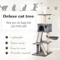 PawHut Cat Tree Tower with Sisal-Covered Scratching Posts and Ladders for Climbing and Playing(m-4)