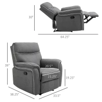 HOMCOM Manual Recliner Armchair with Thick Padded Headrest, Back and Footrest and Adjustable 150 Degree Angle, Grey(m-3)