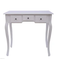 HomCom Dressing Table Stool Makeup Mirror Wood Dresser Antique Style Shabby Chic with Vanity Mirror & Stool - White(m-9)