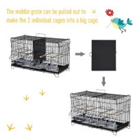 PawHut 23.5" x 11.75" x 13.9" Caged Bird Feeder Home with 4 Easy Access Doors, 6 Food Boxes, & 4 Relaxing Perch Poles(m-6)