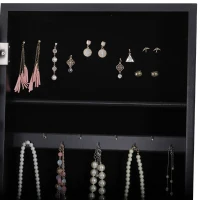HOMCOM Mirrored Jewellery Cabinet Armoire Stand Organizer for Rings Earrings Bracelets Lockable Black(m-15)