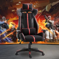 Vinsetto Executive Racing Chair Adjustable Padded Seat with Wheels Black/ Red(m-1)