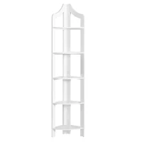 Monarch 72" Wood Grain-Look 5-Tier Corner Accent Display Bookcase - White Finish(m-1)