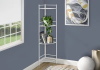 Monarch 58" H Modern 4-Tier Metal Corner Etagere Bookcase - White(m-2)