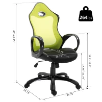 Vinsetto Executive Adjustable Office Chair Mid Back Rocking Office Chair with Wheels Neon Color(m-3)