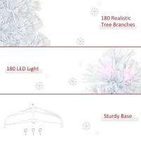 HOMCOM 5ft Prelit Artificial Christmas Tree with LED Lights, Multicolored Fiber Optics and Realistic Branch Tips, White(m-8)