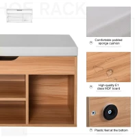 HOMCOM Shoe Rack Bench, Storage Organizer with Padded Cushion, Shelves, Hidden Compartments for Shoes, Boots, High Heel, Brown(m-4)