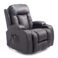 Open Box HOMCOM Luxury Faux Leather Heated Vibrating Massage Recliner Chair with Remote - Dark Brown(m-3)