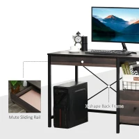 HOMCOM Home Office Writing Desk with File Storage Drawer, Walnut Brown(m-4)