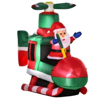 HOMCOM 5FT Christmas Inflatable Santa Claus Flying Helicopter with Built-in LED Lights, Outdoor Indoor Blow up Holiday Yard Decorations(m-1)