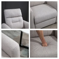 HOMCOM Manual Recliner Swivel Rocker Chair Theater Chair Single Sofa with Linen Fabric for Living Room Bedroom, Beige(m-8)