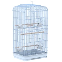 PawHut 36" Bird Cage Macaw Play House Cockatoo Parrot Finch Flight Cage 2 Doors Perch 4 Feeder Pet Supplies White(m-2)