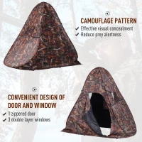 Outsunny Pop Up Ground Hunting Tent Outdoor Shooting Birdwatching Blind Hide Tent w/ Carry Bag 1-2 Person Portable Camouflage(m-4)