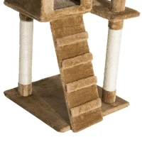 PawHut 52" Multi-Level Tower Cat Tree Condo Furniture Kitty Scratching with Toy  Dark Beige(m-8)